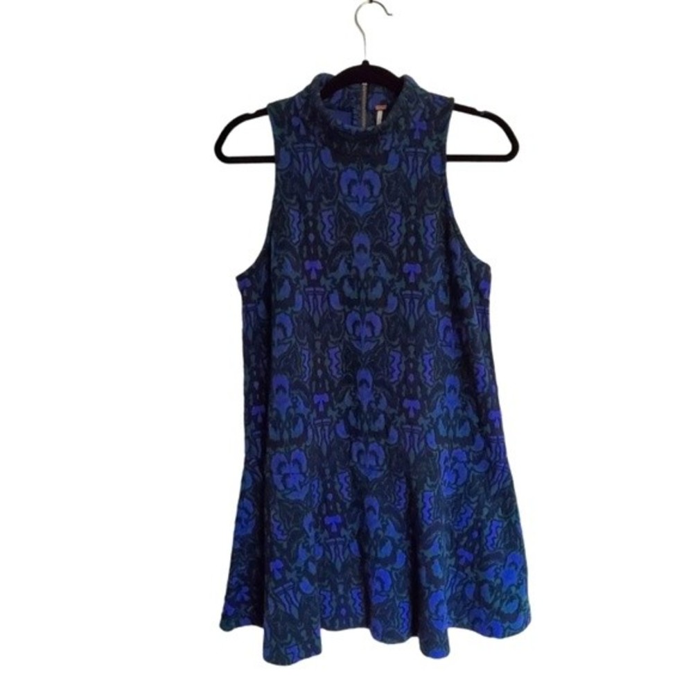 Free People Dress Amelia Mini Blue Combo Size Medium